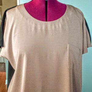 Gianetta Black & Camel Tan Cap Sleeve Top